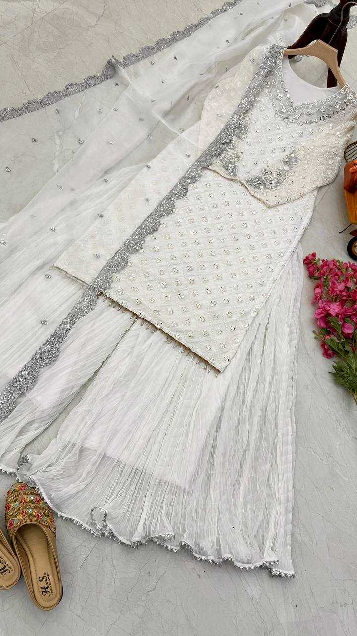 Ynf Faux Georgette KESH158 9281 Suits & Dresses Wedding Collections Festive Collections Wholesale Embroidery Suits Palazzo Suit Georgette Suit Manufacturer