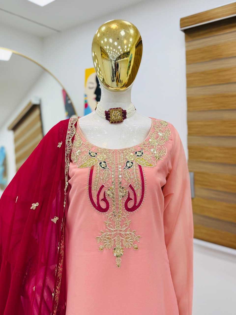 Ynf Faux Georgette KESH158 PREITY Suits & Dresses Wedding Collections Festive Collections Wholesale Palazzo Suit Georgette Suit Wedding Outfits Manufacturer