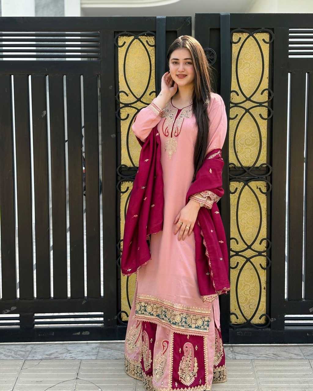Ynf Faux Georgette KESH158 PREITY Suits & Dresses Wedding Collections Festive Collections Wholesale Palazzo Suit Georgette Suit Wedding Outfits Manufacturer
