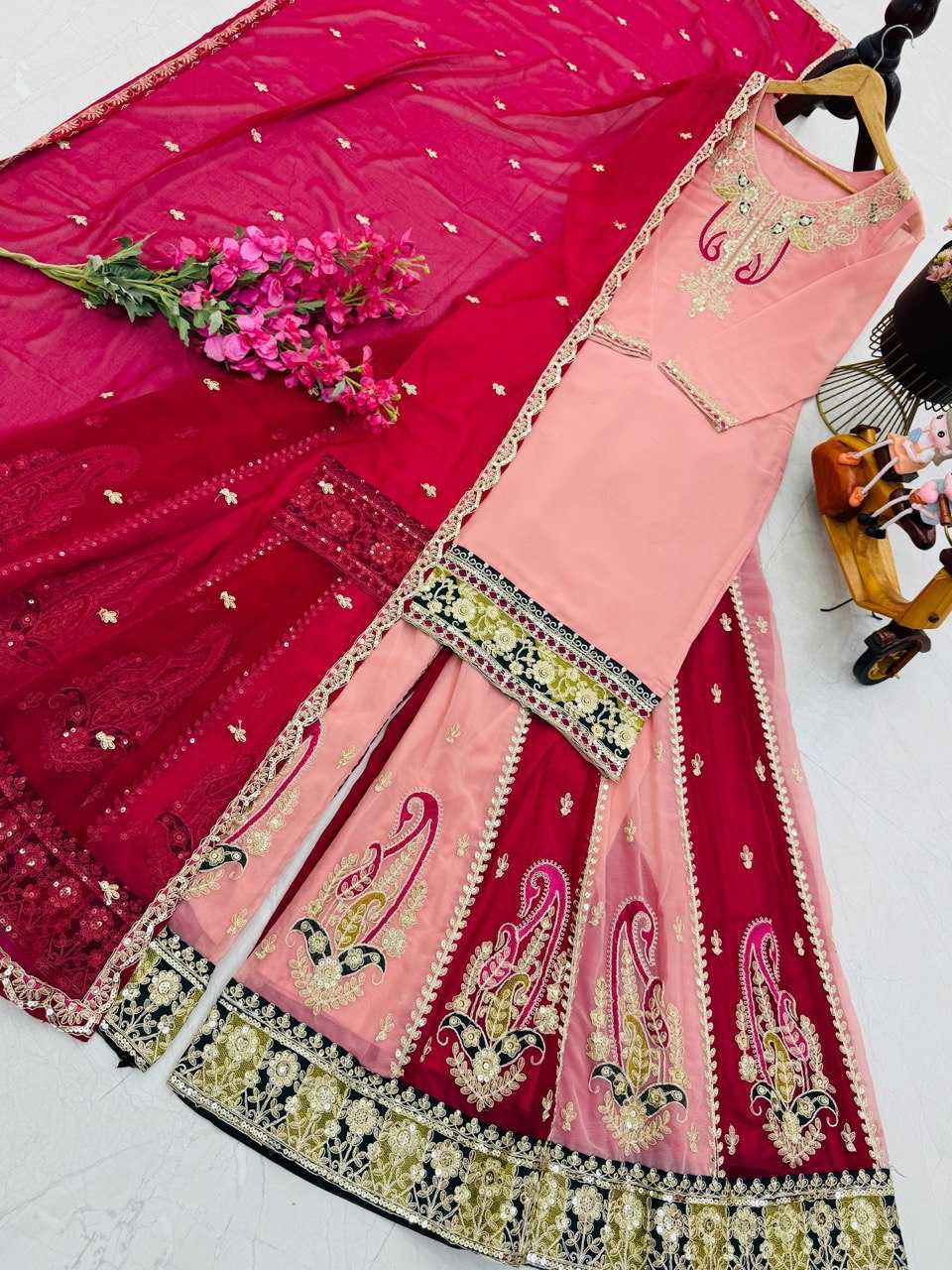 Ynf Faux Georgette KESH158 PREITY Suits & Dresses Wedding Collections Festive Collections Wholesale Palazzo Suit Georgette Suit Wedding Outfits Manufacturer