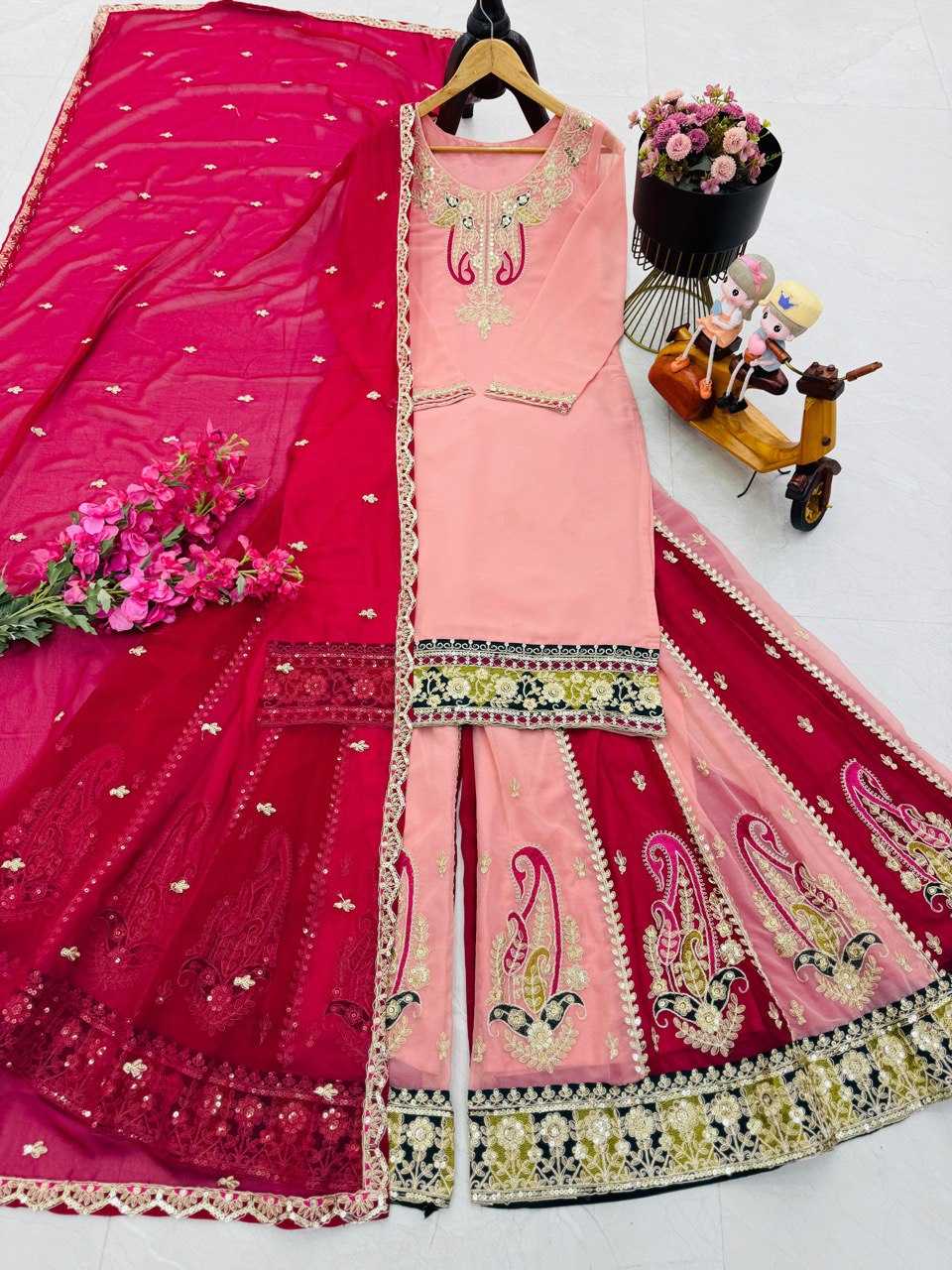 Ynf Faux Georgette KESH158 PREITY Suits & Dresses Wedding Collections Festive Collections Wholesale Palazzo Suit Georgette Suit Wedding Outfits Manufacturer