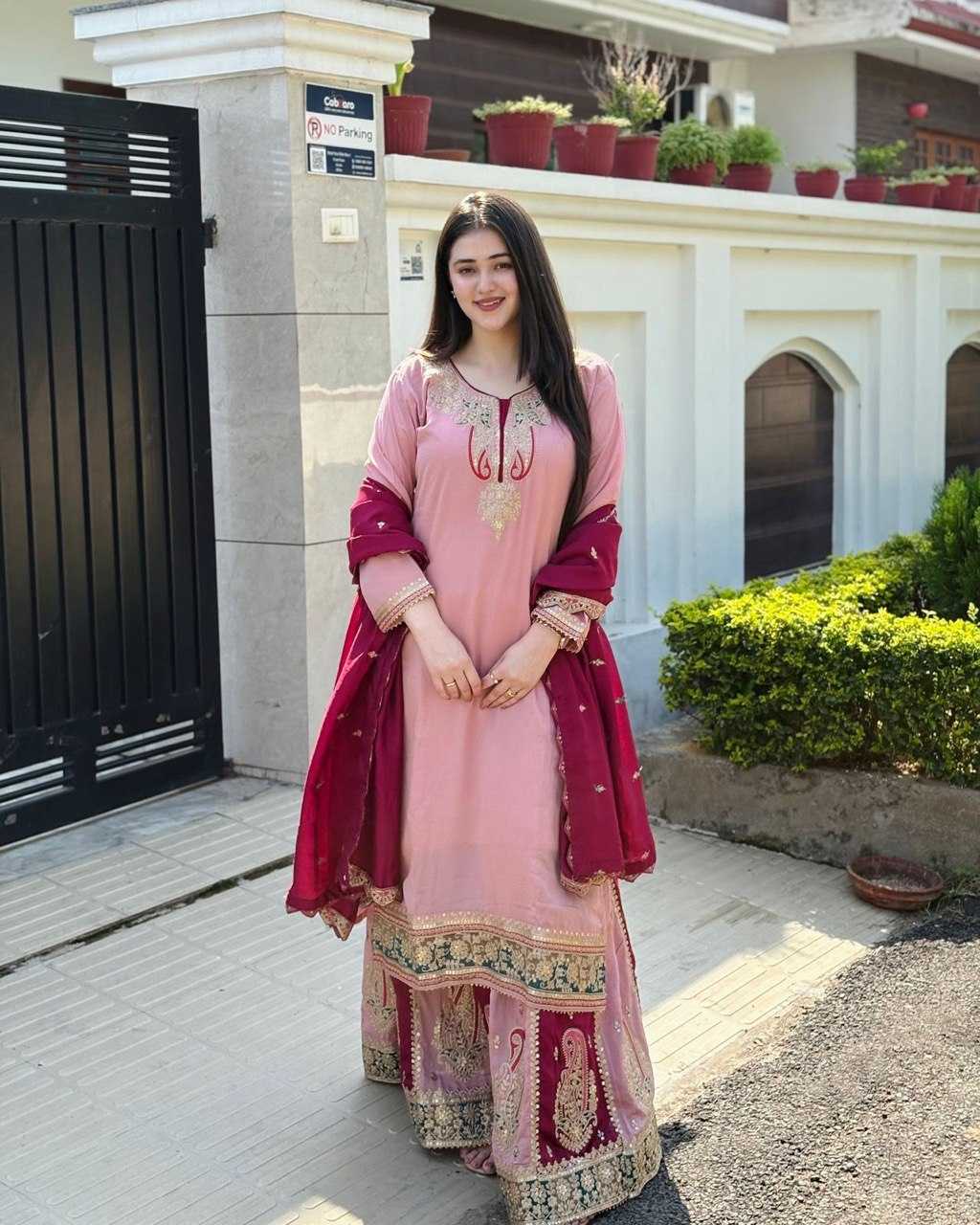 Ynf Faux Georgette KESH158 PREITY Suits & Dresses Wedding Collections Festive Collections Wholesale Palazzo Suit Georgette Suit Wedding Outfits Manufacturer