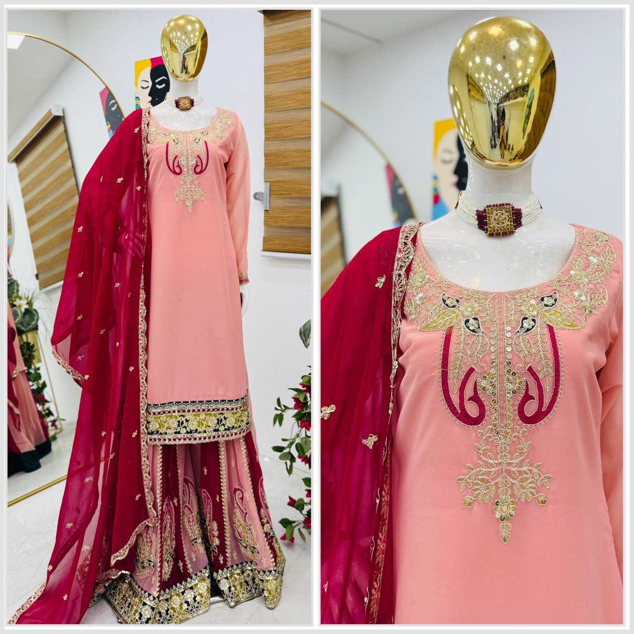 Ynf Faux Georgette KESH158 PREITY Suits & Dresses Wedding Collections Festive Collections Wholesale Palazzo Suit Georgette Suit Wedding Outfits Manufacturer