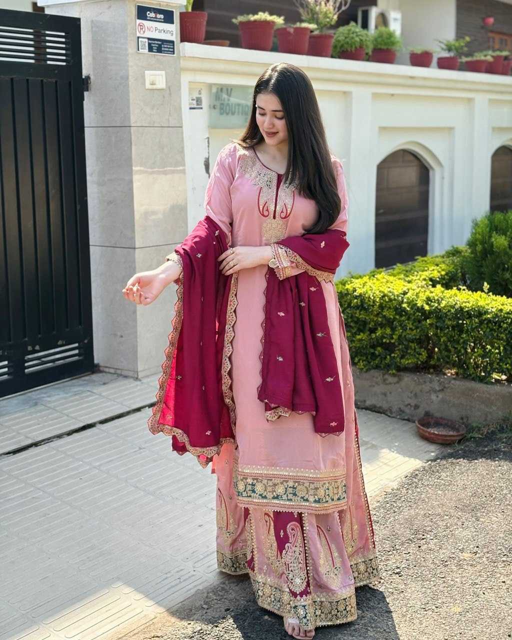Ynf Faux Georgette KESH158 PREITY Suits & Dresses Wedding Collections Festive Collections Wholesale Palazzo Suit Georgette Suit Wedding Outfits Manufacturer