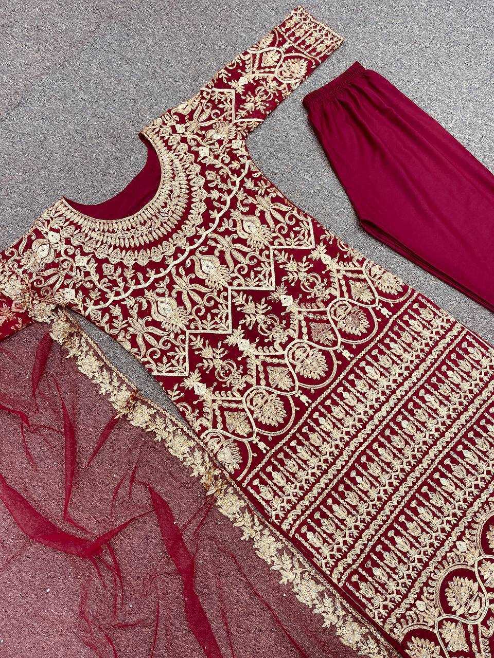 Ynf Faux Georgette KESH159 1349 Kurti Wholesale Long Kurtis Embroidered Kurtis Manufacturer