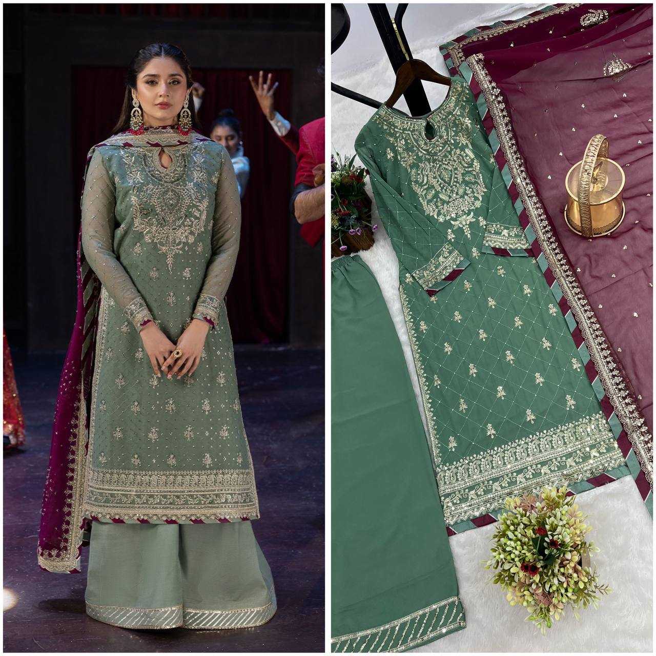 Ynf Faux Georgette KESH159 607 Suits & Dresses Islamic Clothing Wedding Collections Wholesale Pakistani Suits Palazzo Suit Georgette Suit Manufacturer