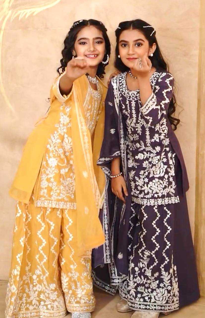 Ynf Faux Georgette KESH415 216 Kids Wear Wedding Collections Festive Collections Wholesale Kids Sharara Kids Suit Embroidered Frock Manufacturer