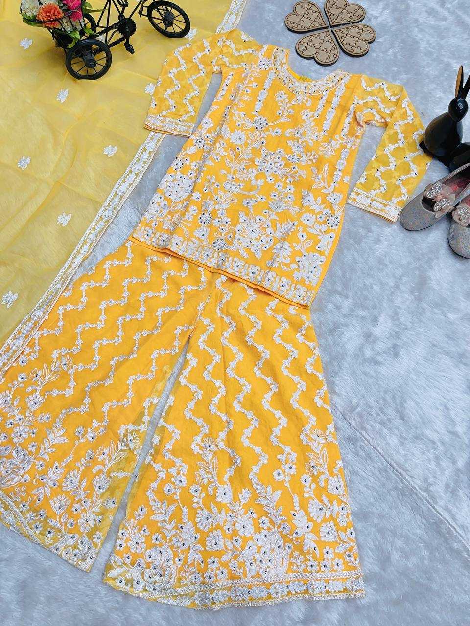 Ynf Faux Georgette KESH415 216 Kids Wear Wedding Collections Festive Collections Wholesale Kids Sharara Kids Suit Embroidered Frock Manufacturer