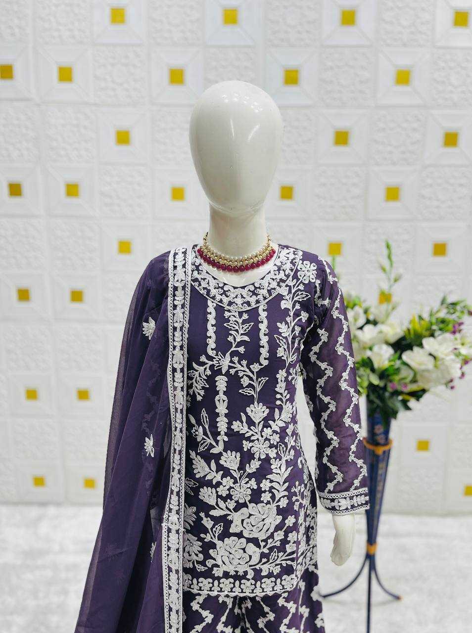 Ynf Faux Georgette KESH415 216 Kids Wear Wedding Collections Festive Collections Wholesale Kids Sharara Kids Suit Embroidered Frock Manufacturer