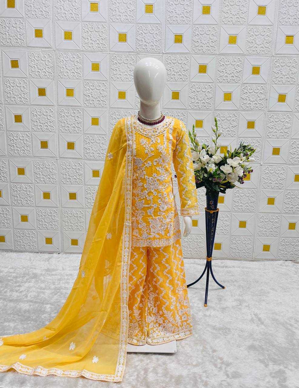 Ynf Faux Georgette KESH415 216 Kids Wear Wedding Collections Festive Collections Wholesale Kids Sharara Kids Suit Embroidered Frock Manufacturer
