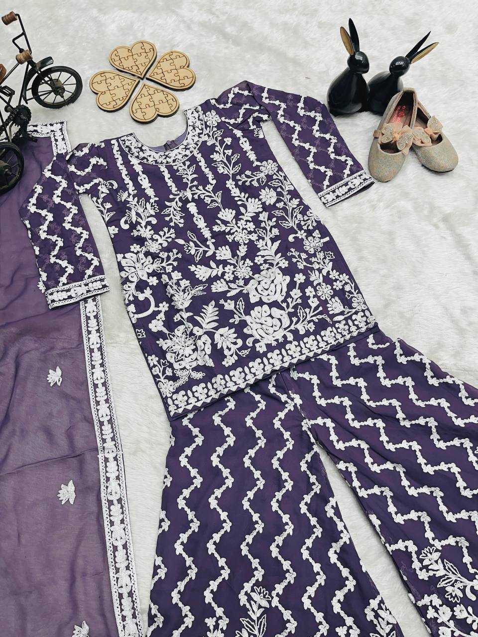 Ynf Faux Georgette KESH415 216 Kids Wear Wedding Collections Festive Collections Wholesale Kids Sharara Kids Suit Embroidered Frock Manufacturer
