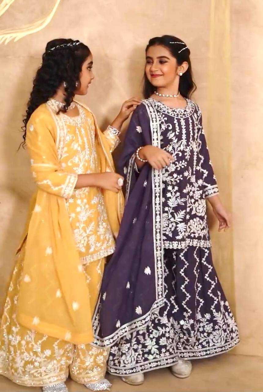 Ynf Faux Georgette KESH415 216 Kids Wear Wedding Collections Festive Collections Wholesale Kids Sharara Kids Suit Embroidered Frock Manufacturer
