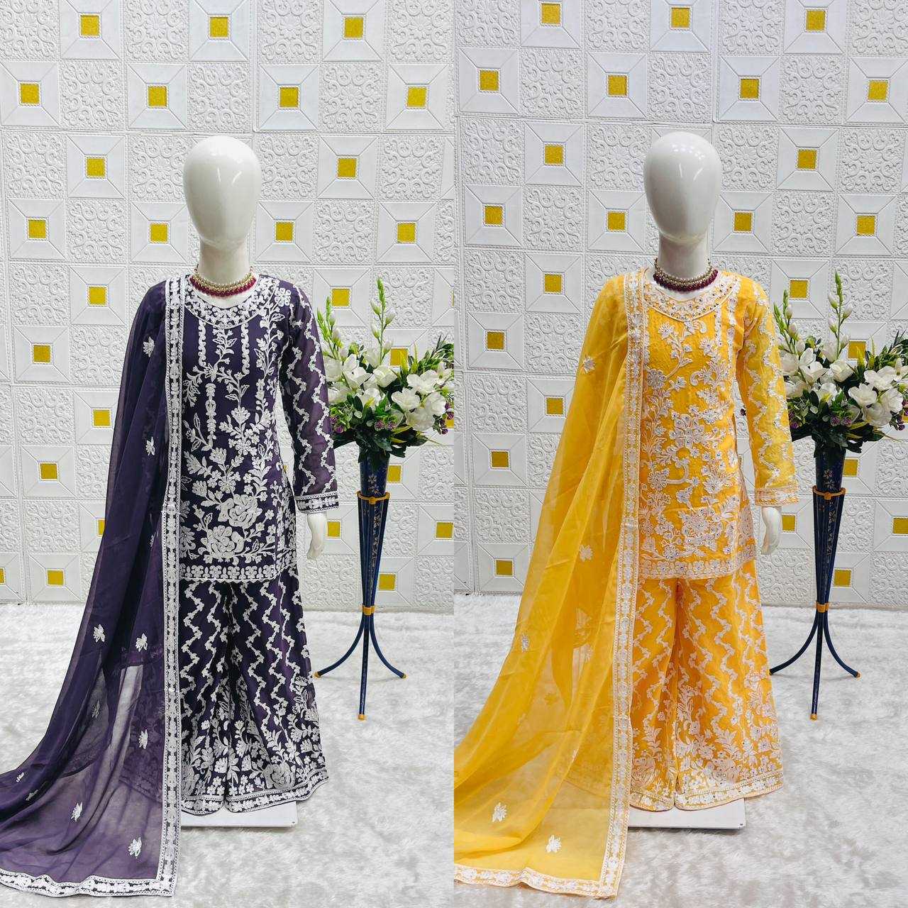 Ynf Faux Georgette KESH415 216 Kids Wear Wedding Collections Festive Collections Wholesale Kids Sharara Kids Suit Embroidered Frock Manufacturer