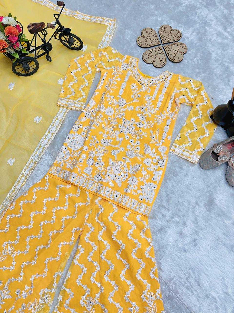 Ynf Faux Georgette KESH415 216 Kids Wear Wedding Collections Festive Collections Wholesale Kids Sharara Kids Suit Embroidered Frock Manufacturer