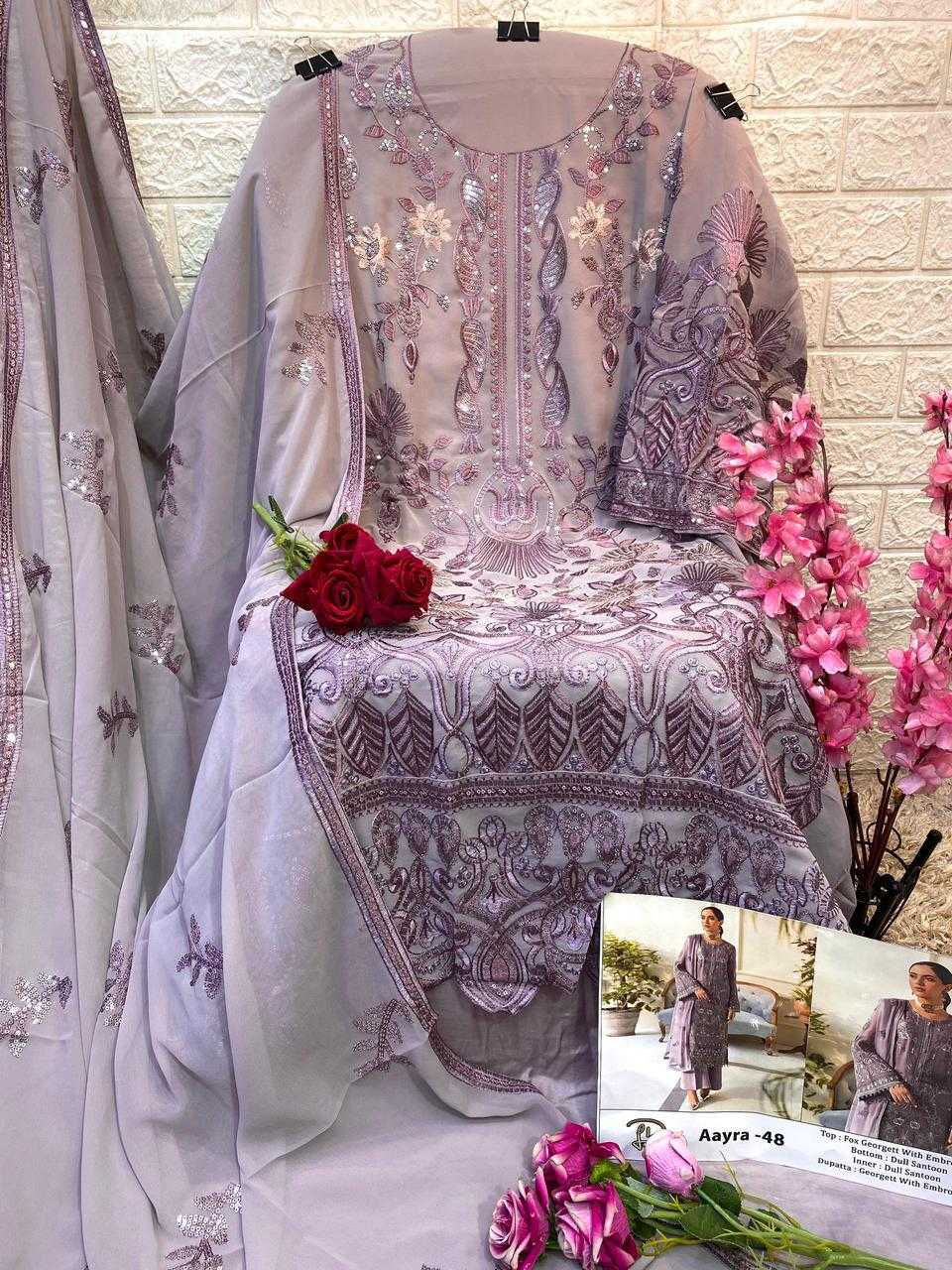 Ynf Faux Georgette KESH444 LD AAYRA 48 Suits & Dresses Wholesale Embroidery Suits Georgette Suit Designer Suits Manufacturer