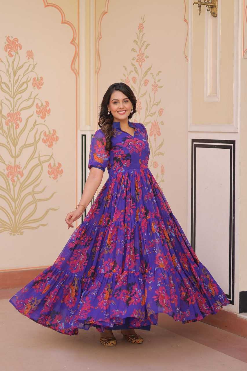 Ynf Faux Georgette KESH491 9246 Gowns Wedding Collections Festive Collections Wholesale Printed Gowns Georgette Gown Party Wear Gowns Manufacturer