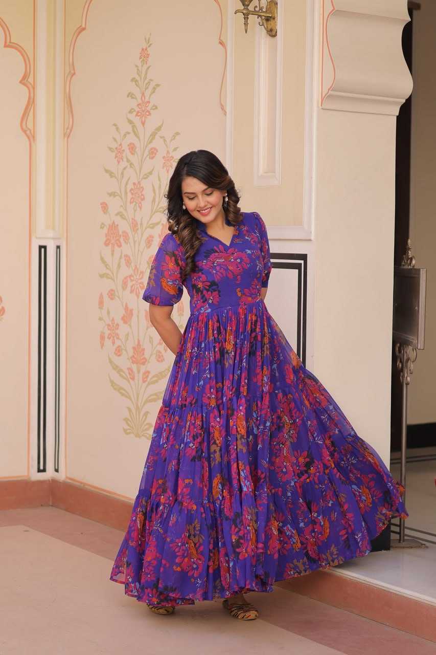 Ynf Faux Georgette KESH491 9246 Gowns Wedding Collections Festive Collections Wholesale Printed Gowns Georgette Gown Party Wear Gowns Manufacturer