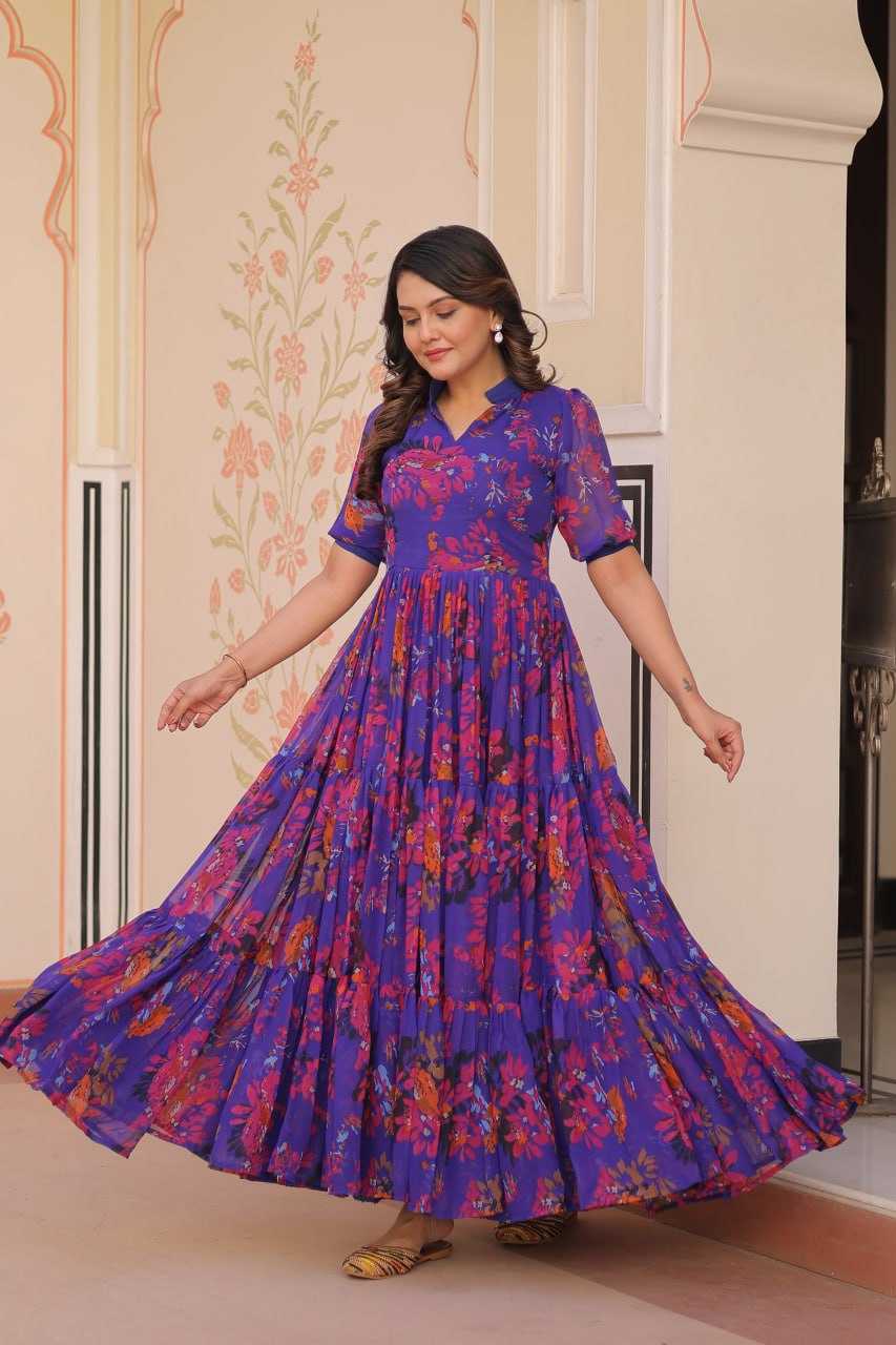 Ynf Faux Georgette KESH491 9246 Gowns Wedding Collections Festive Collections Wholesale Printed Gowns Georgette Gown Party Wear Gowns Manufacturer