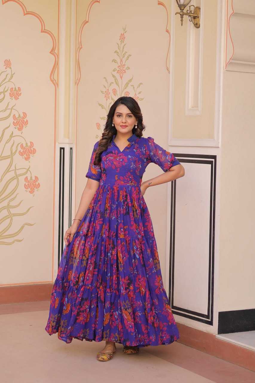 Ynf Faux Georgette KESH491 9246 Gowns Wedding Collections Festive Collections Wholesale Printed Gowns Georgette Gown Party Wear Gowns Manufacturer