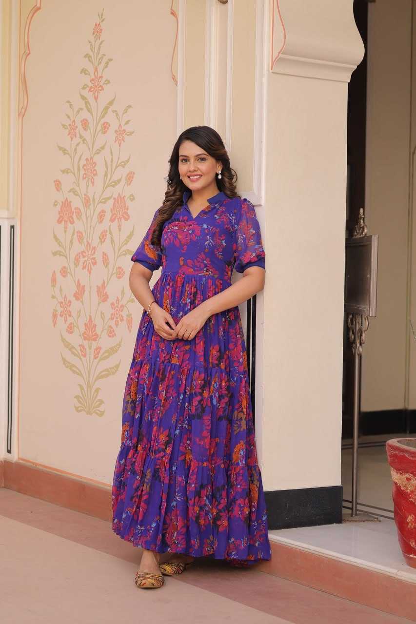 Ynf Faux Georgette KESH491 9246 Gowns Wedding Collections Festive Collections Wholesale Printed Gowns Georgette Gown Party Wear Gowns Manufacturer