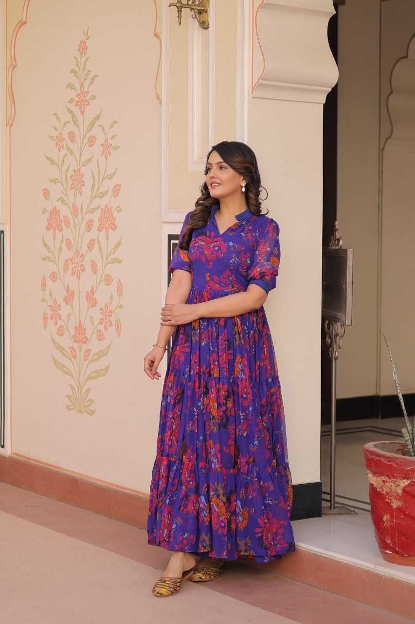Ynf Faux Georgette KESH491 9246 Gowns Wedding Collections Festive Collections Wholesale Printed Gowns Georgette Gown Party Wear Gowns Manufacturer