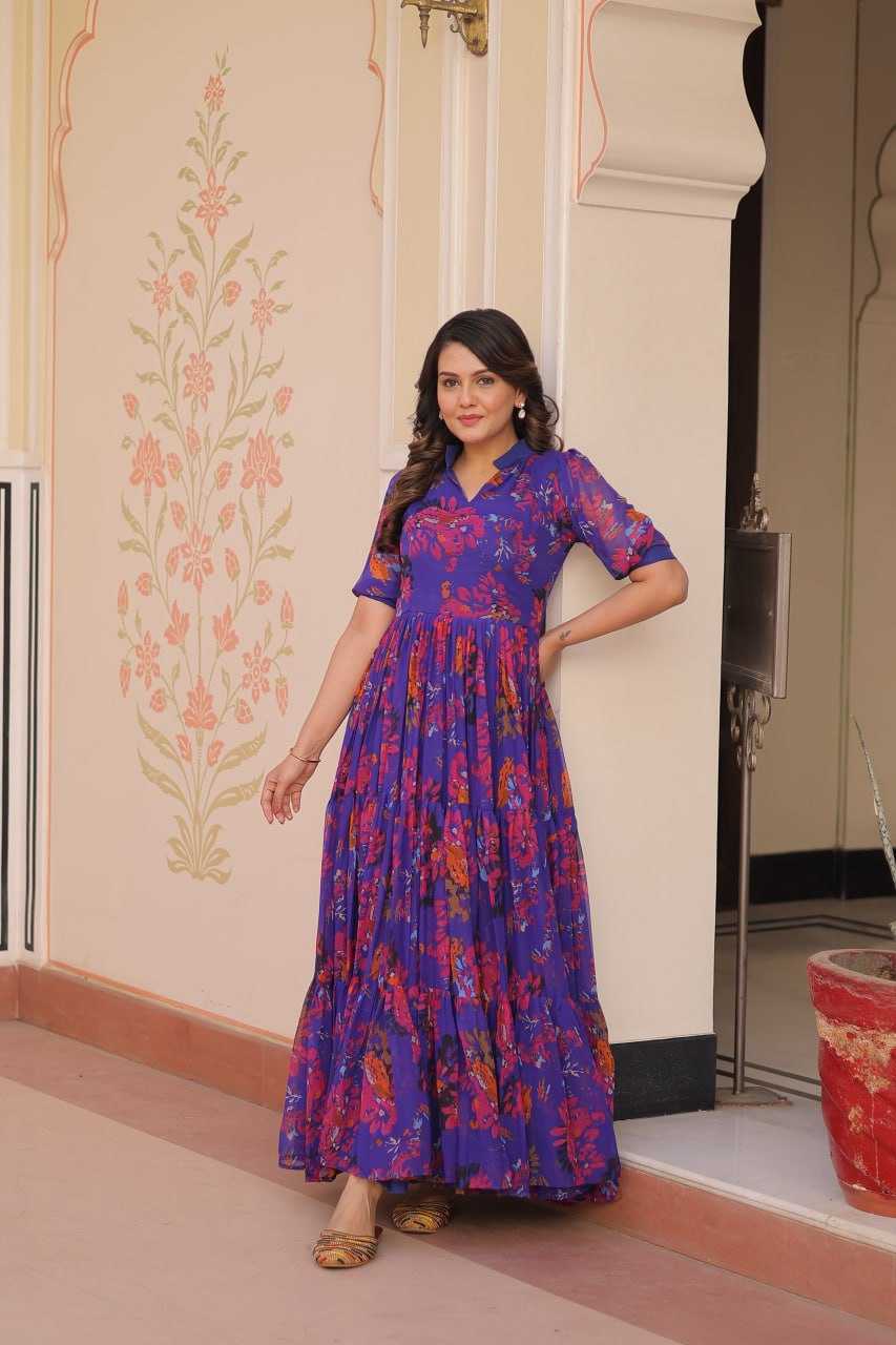 Ynf Faux Georgette KESH491 9246 Gowns Wedding Collections Festive Collections Wholesale Printed Gowns Georgette Gown Party Wear Gowns Manufacturer