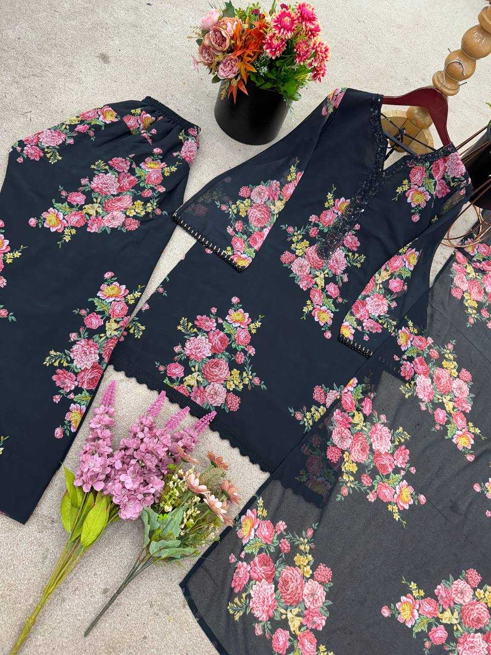 Ynf Faux Georgette KESH499 008 Suits & Dresses Wedding Collections Festive Collections Wholesale Printed Suits Georgette Suit Party Wear Dresses Manufacturer