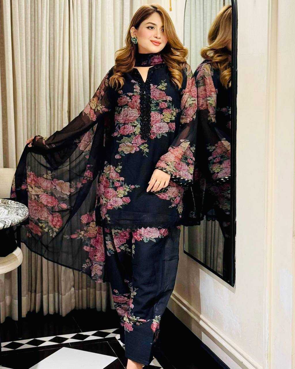 Ynf Faux Georgette KESH499 008 Suits & Dresses Wedding Collections Festive Collections Wholesale Printed Suits Georgette Suit Party Wear Dresses Manufacturer