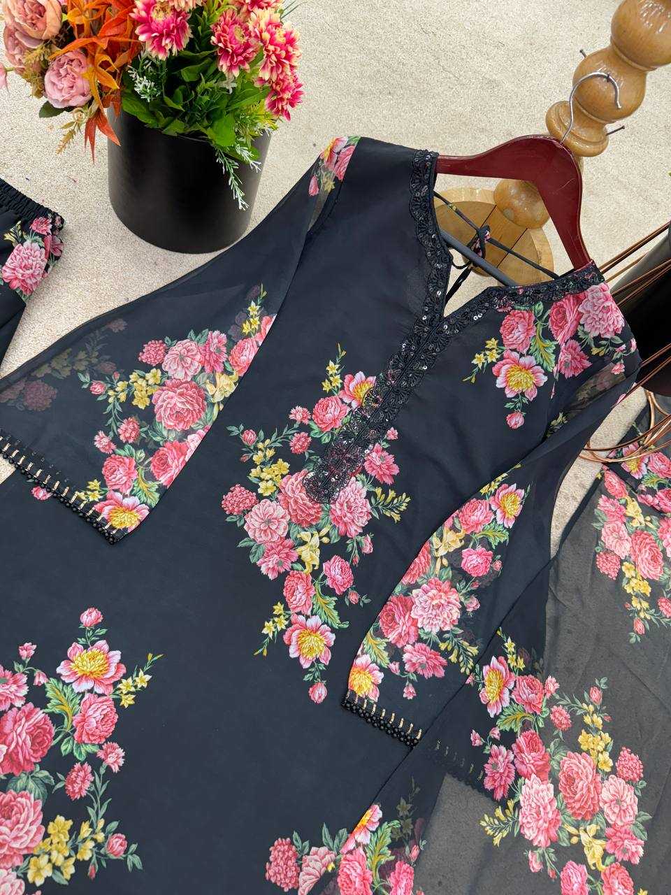 Ynf Faux Georgette KESH499 008 Suits & Dresses Wedding Collections Festive Collections Wholesale Printed Suits Georgette Suit Party Wear Dresses Manufacturer