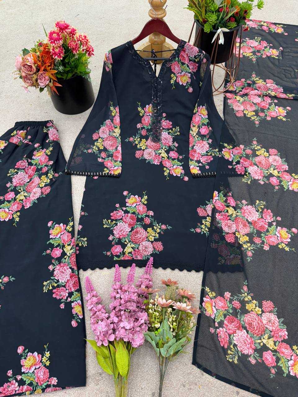 Ynf Faux Georgette KESH499 008 Suits & Dresses Wedding Collections Festive Collections Wholesale Printed Suits Georgette Suit Party Wear Dresses Manufacturer