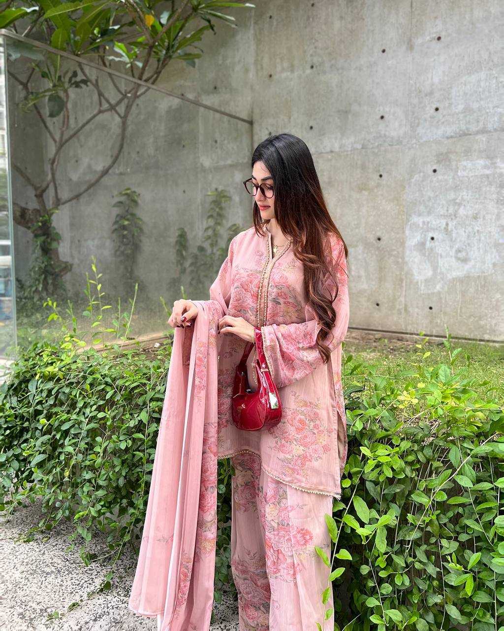 Ynf Faux Georgette KESH499 008 Suits & Dresses Wedding Collections Festive Collections Wholesale Printed Suits Georgette Suit Party Wear Dresses Manufacturer
