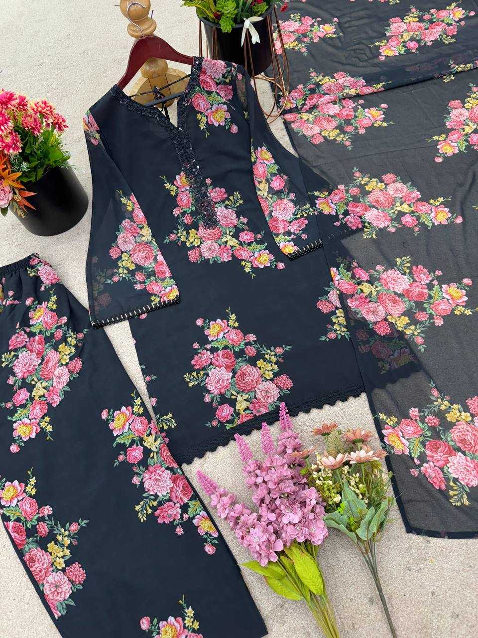 Ynf Faux Georgette KESH499 008 Suits & Dresses Wedding Collections Festive Collections Wholesale Printed Suits Georgette Suit Party Wear Dresses Manufacturer