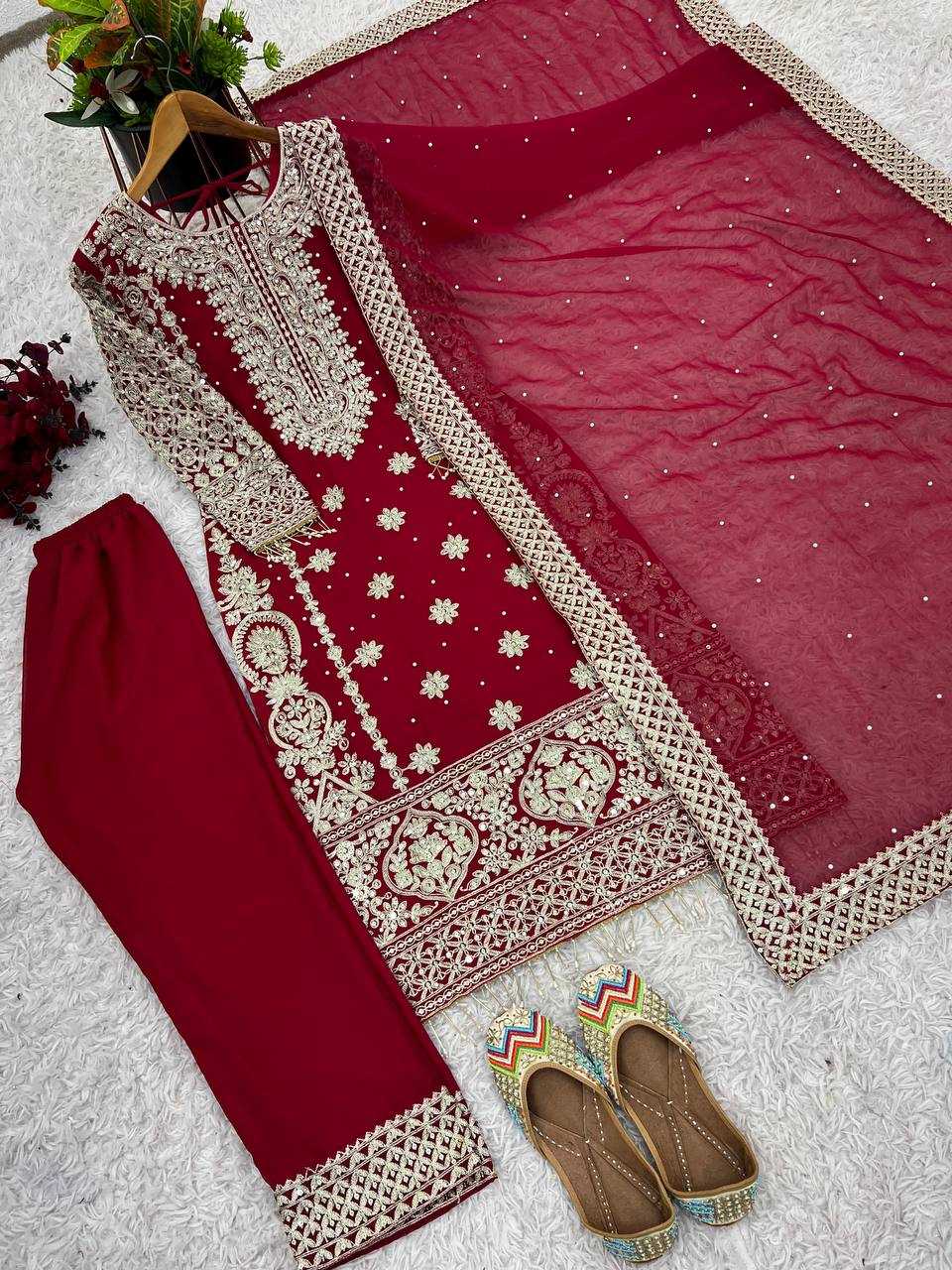Ynf Faux Georgette KESH499 1654 Suits & Dresses Wedding Collections Plus Size Collections Wholesale Embroidery Suits Georgette Suit Designer Suits Manufacturer