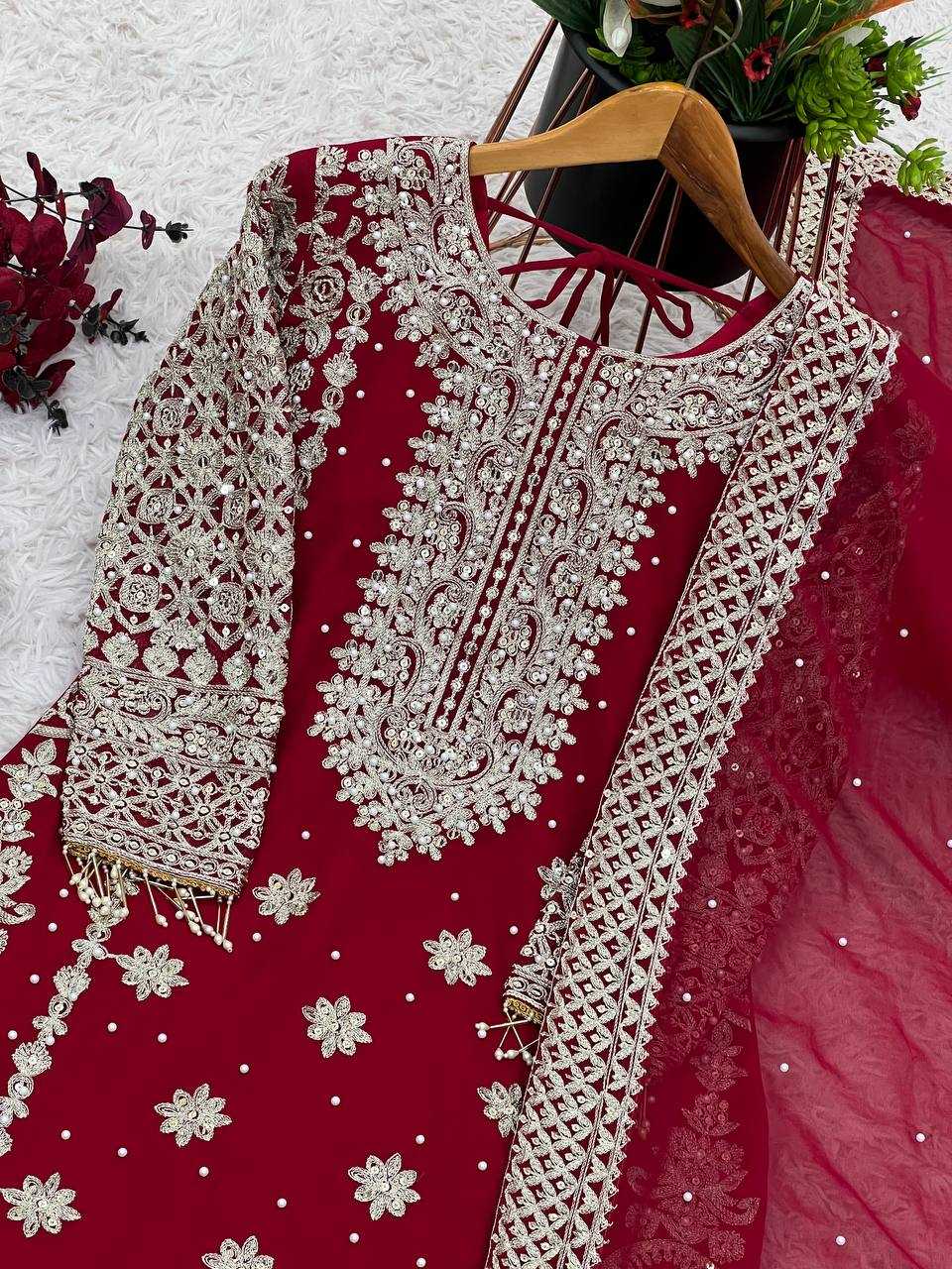 Ynf Faux Georgette KESH499 1654 Suits & Dresses Wedding Collections Plus Size Collections Wholesale Embroidery Suits Georgette Suit Designer Suits Manufacturer