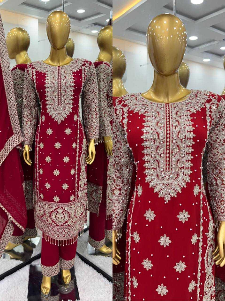 Ynf Faux Georgette KESH499 1654 Suits & Dresses Wedding Collections Plus Size Collections Wholesale Embroidery Suits Georgette Suit Designer Suits Manufacturer