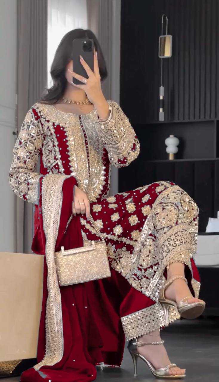 Ynf Faux Georgette KESH499 1654 Suits & Dresses Wedding Collections Plus Size Collections Wholesale Embroidery Suits Georgette Suit Designer Suits Manufacturer