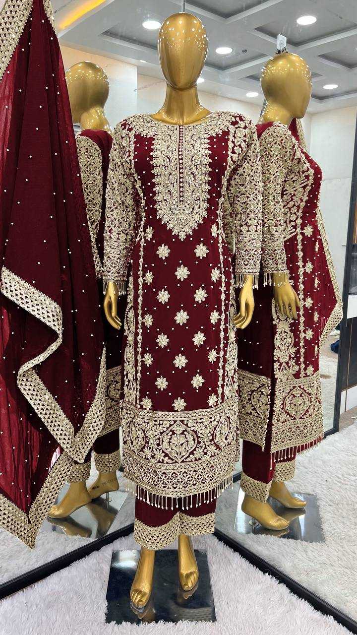Ynf Faux Georgette KESH499 1654 Suits & Dresses Wedding Collections Plus Size Collections Wholesale Embroidery Suits Sangeet Outfits Manufacturer
