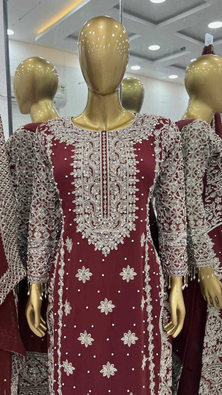 Ynf Faux Georgette KESH499 1654 Suits & Dresses Wedding Collections Plus Size Collections Wholesale Embroidery Suits Sangeet Outfits Manufacturer