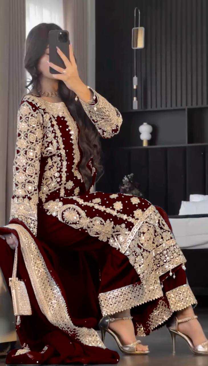 Ynf Faux Georgette KESH499 1654 Suits & Dresses Wedding Collections Plus Size Collections Wholesale Embroidery Suits Sangeet Outfits Manufacturer