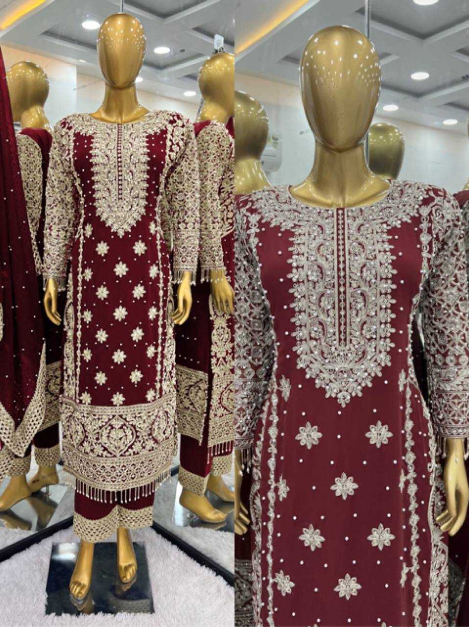 Ynf Faux Georgette KESH499 1654 Suits & Dresses Wedding Collections Plus Size Collections Wholesale Embroidery Suits Sangeet Outfits Manufacturer