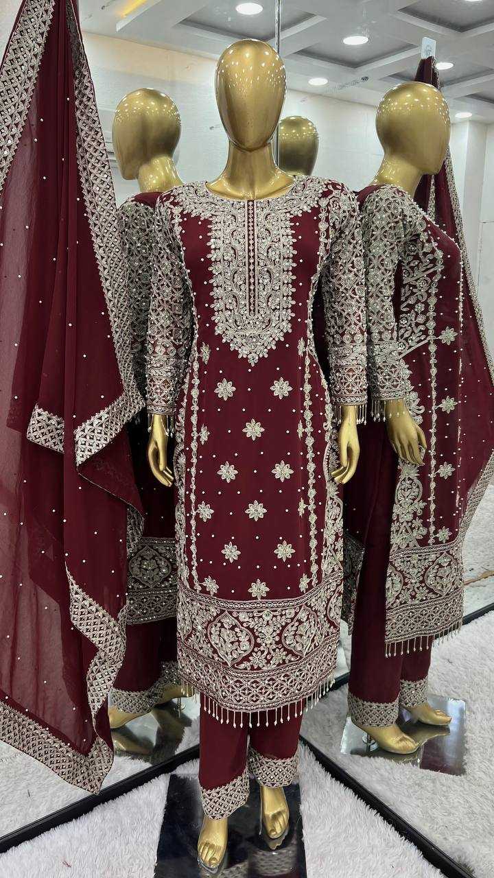 Ynf Faux Georgette KESH499 1654 Suits & Dresses Wedding Collections Plus Size Collections Wholesale Embroidery Suits Sangeet Outfits Manufacturer