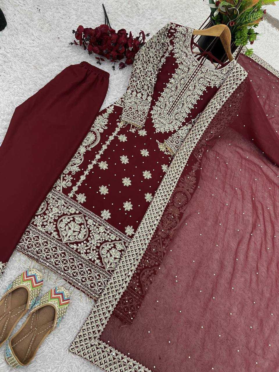 Ynf Faux Georgette KESH499 1654 Suits & Dresses Wedding Collections Plus Size Collections Wholesale Embroidery Suits Sangeet Outfits Manufacturer