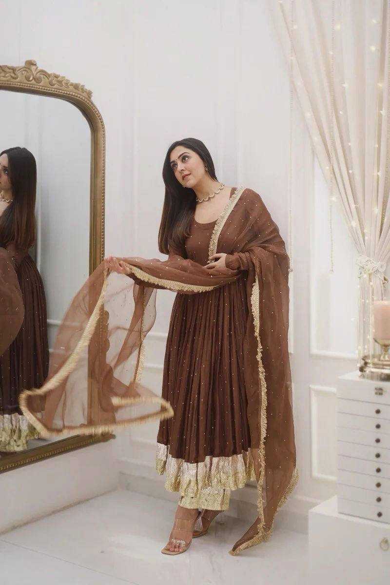 Ynf Faux Georgette KESH499 3124 Gowns Wholesale Fancy Gowns Anarkali Gown Long Gowns Full Sleeve Gowns Manufacturer