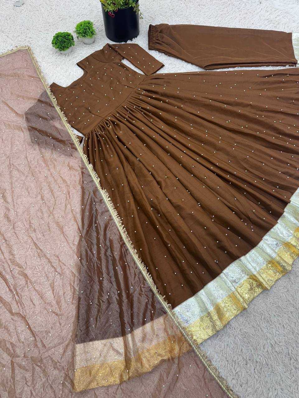 Ynf Faux Georgette KESH499 3124 Gowns Wholesale Fancy Gowns Anarkali Gown Long Gowns Full Sleeve Gowns Manufacturer