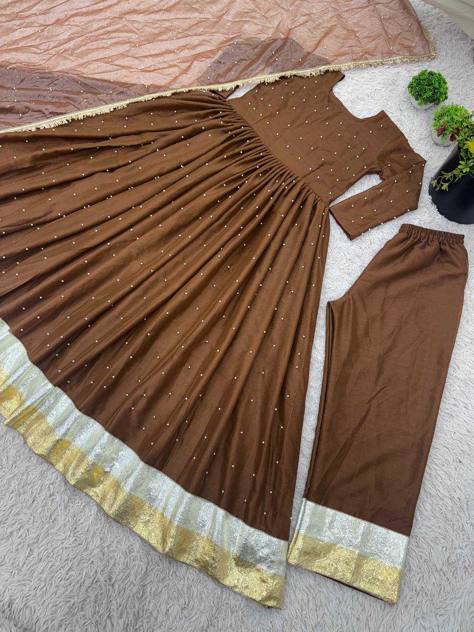 Ynf Faux Georgette KESH499 3124 Gowns Wholesale Fancy Gowns Anarkali Gown Long Gowns Full Sleeve Gowns Manufacturer