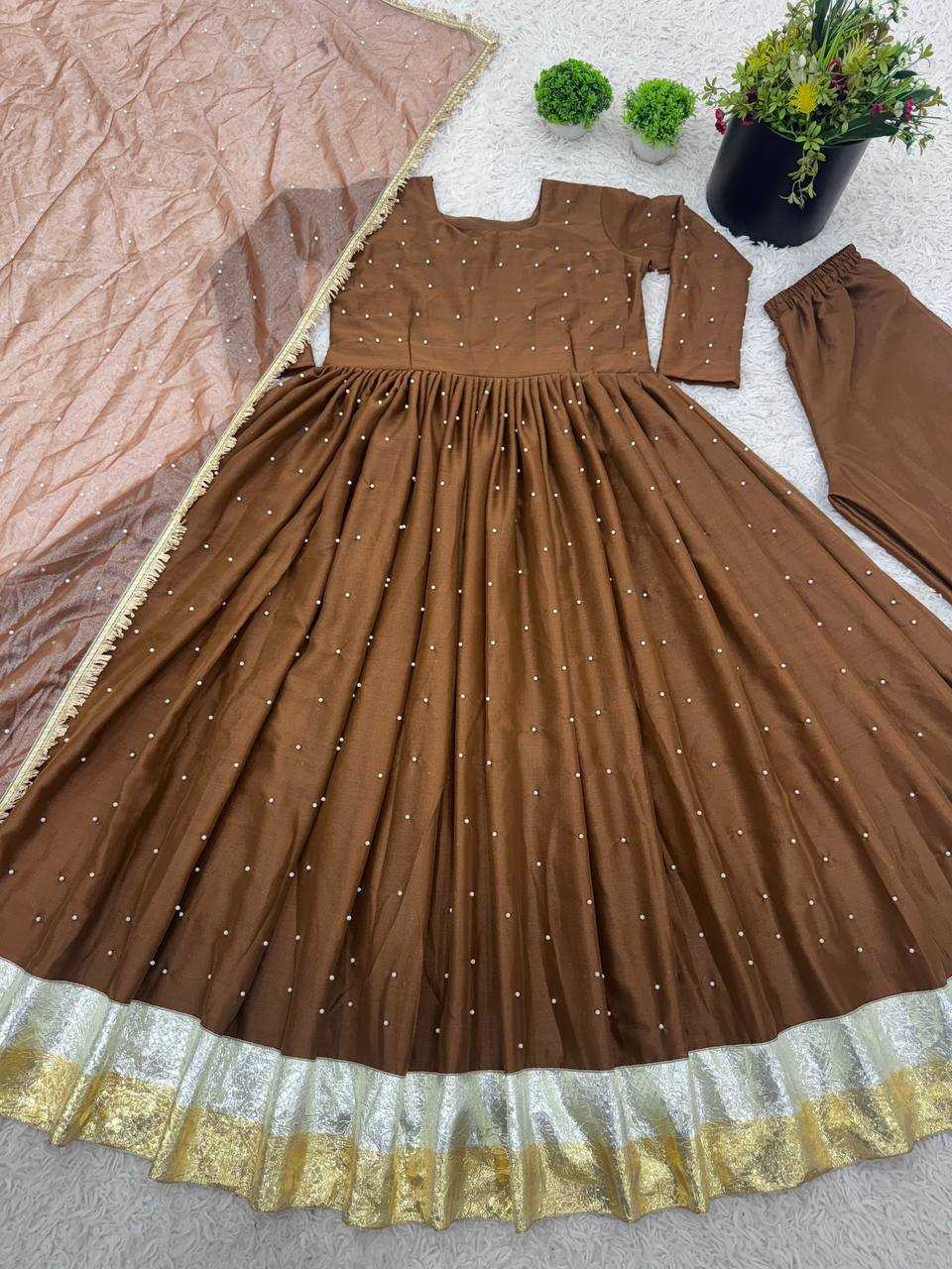 Ynf Faux Georgette KESH499 3124 Gowns Wholesale Fancy Gowns Anarkali Gown Long Gowns Full Sleeve Gowns Manufacturer