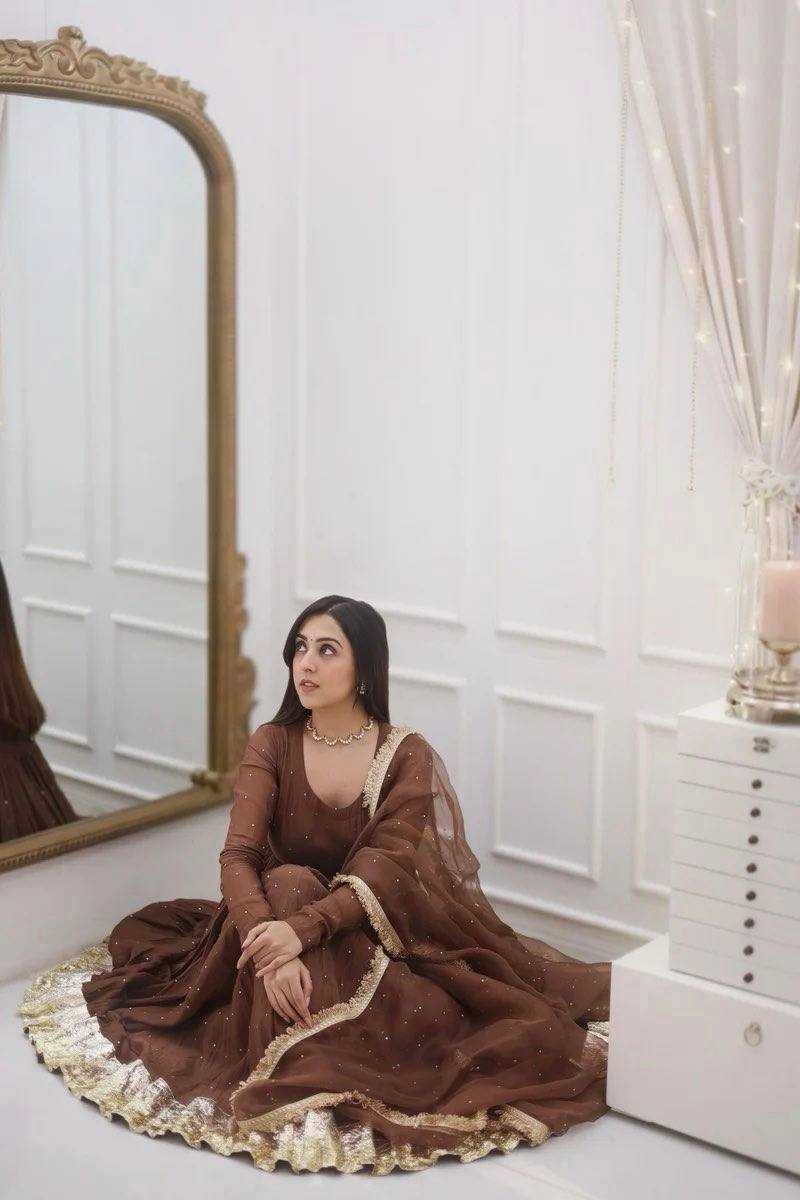 Ynf Faux Georgette KESH499 3124 Gowns Wholesale Fancy Gowns Anarkali Gown Long Gowns Full Sleeve Gowns Manufacturer