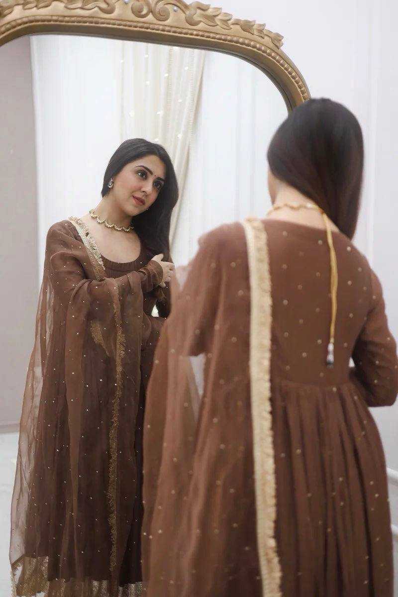 Ynf Faux Georgette KESH499 3124 Gowns Wholesale Fancy Gowns Anarkali Gown Long Gowns Full Sleeve Gowns Manufacturer