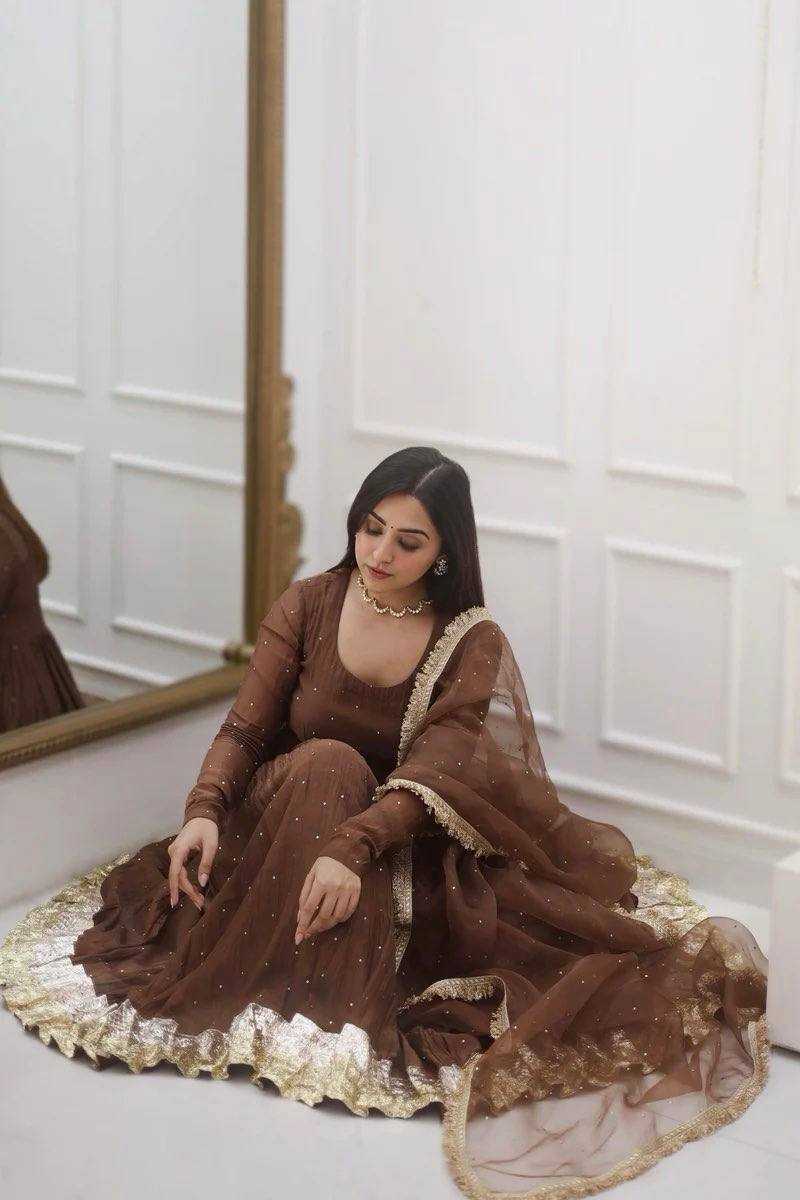 Ynf Faux Georgette KESH499 3124 Gowns Wholesale Fancy Gowns Anarkali Gown Long Gowns Full Sleeve Gowns Manufacturer