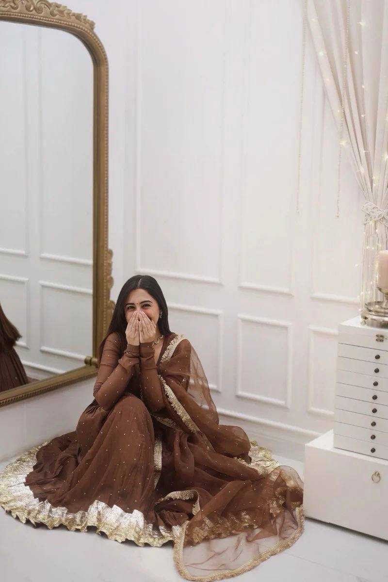 Ynf Faux Georgette KESH499 3124 Gowns Wholesale Fancy Gowns Anarkali Gown Long Gowns Full Sleeve Gowns Manufacturer